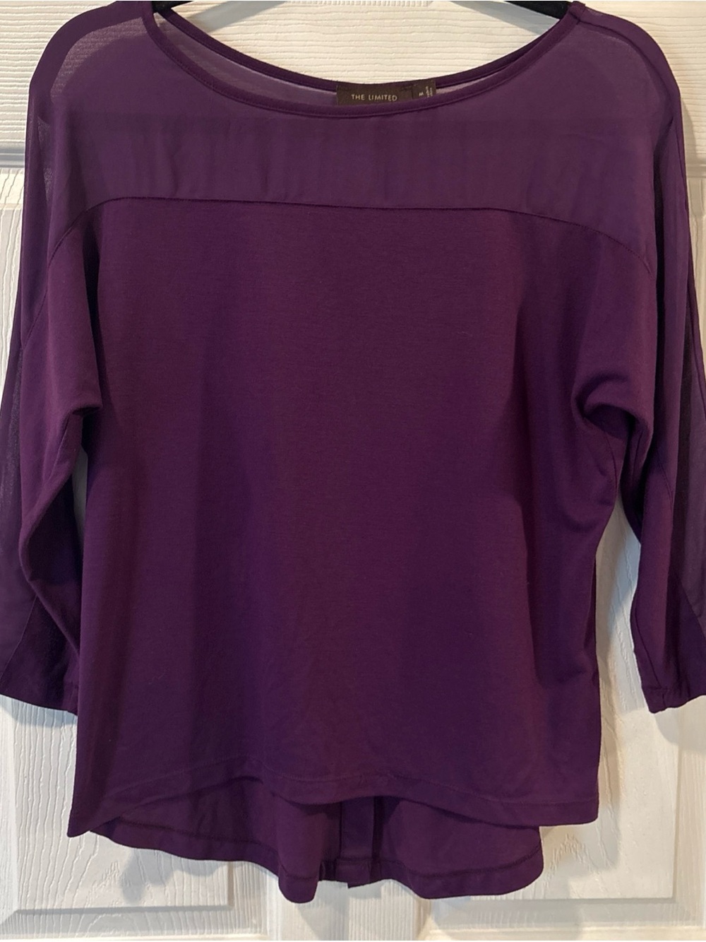 The Limited Purple Sheer-Yoke Women's Top Button Detail on Back Size Medium